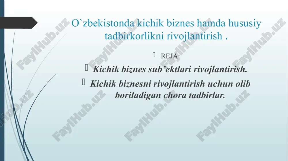 kichik biznesni rivojlantirish — PPTX