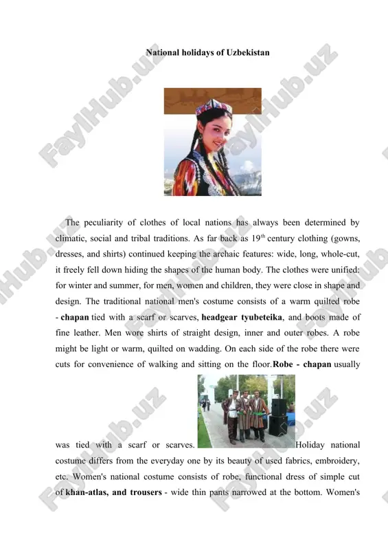 national holidays of uzbekistan — DOC