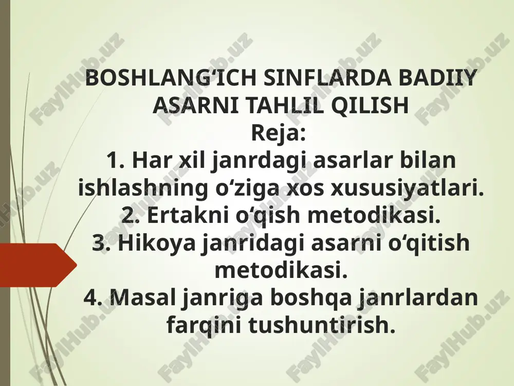 badiiy asar ustida ishlash bosqichlari — PPT