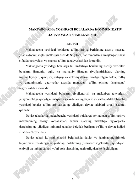 maktabgacha yoshdagi bolalarda kommunikativ jarayonlar shakllanishi — DOCX