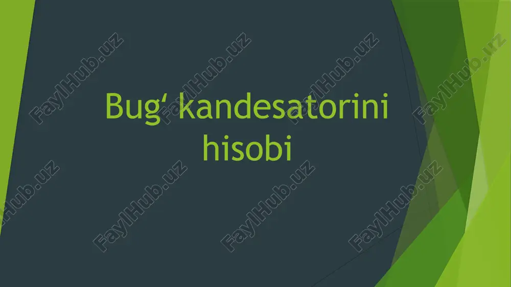 bugʻ kondensatorini hisobi — PPTX