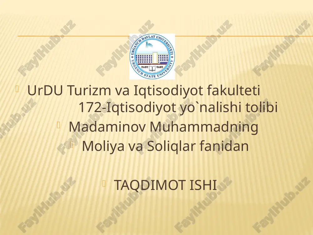 soliq nazorati va uning shakillari — PPTX