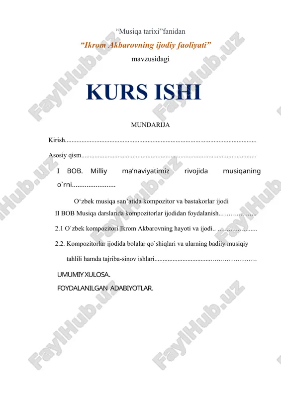 ikrom akbarovning ijodiy faoliyati — DOCX