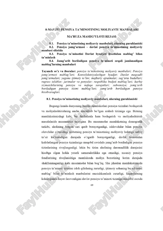 pensiya taʼminotining moliyaviy manbalari — PDF