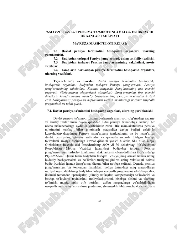 davlat pensiya ta'minotini amalga oshiruvchi organlar faoliyati — PDF
