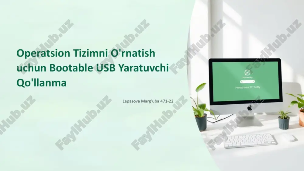 operatsion tizimni o'rnatish uchun bootable usb yaratuvchi qo'llanma — PDF