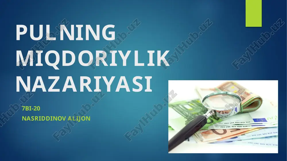 pulning miqdoriylik nazariyasi — PPTX