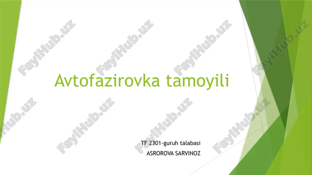 avtofazirovka haqida umumiy tushuncha — PPTX