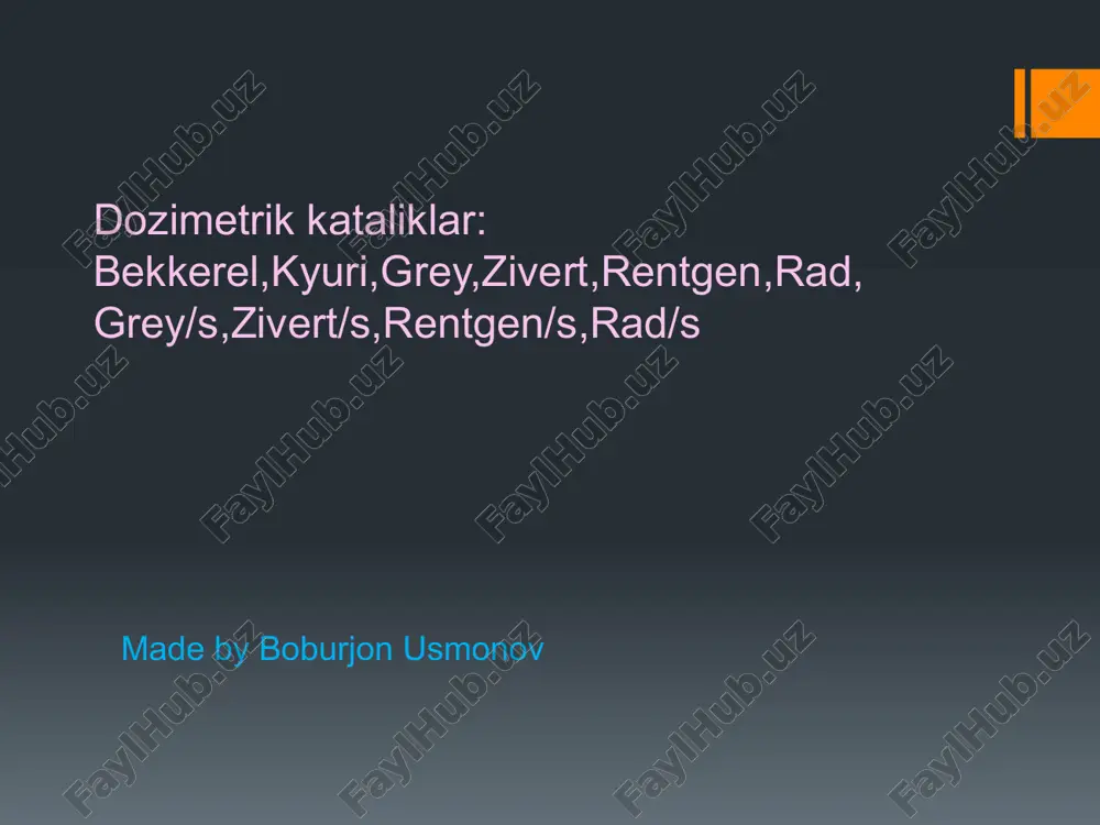dozimetrik kataliklar — PPTX