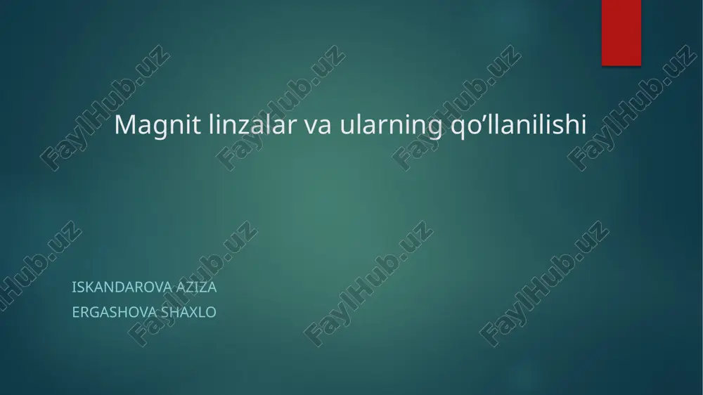 magnitlinzalar va ularning qo’llanilishi 2 — PPTX