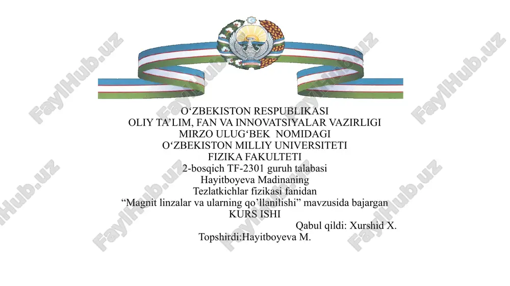 magnit linzalar va ularning qo'llanilishi — PPTX