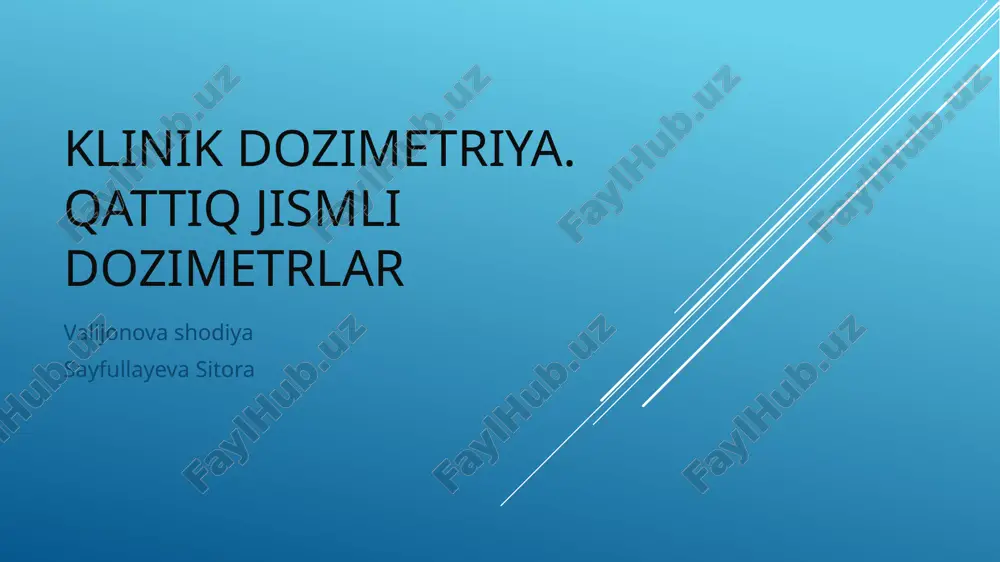 qattiq jismli dozimetrlar — PPTX