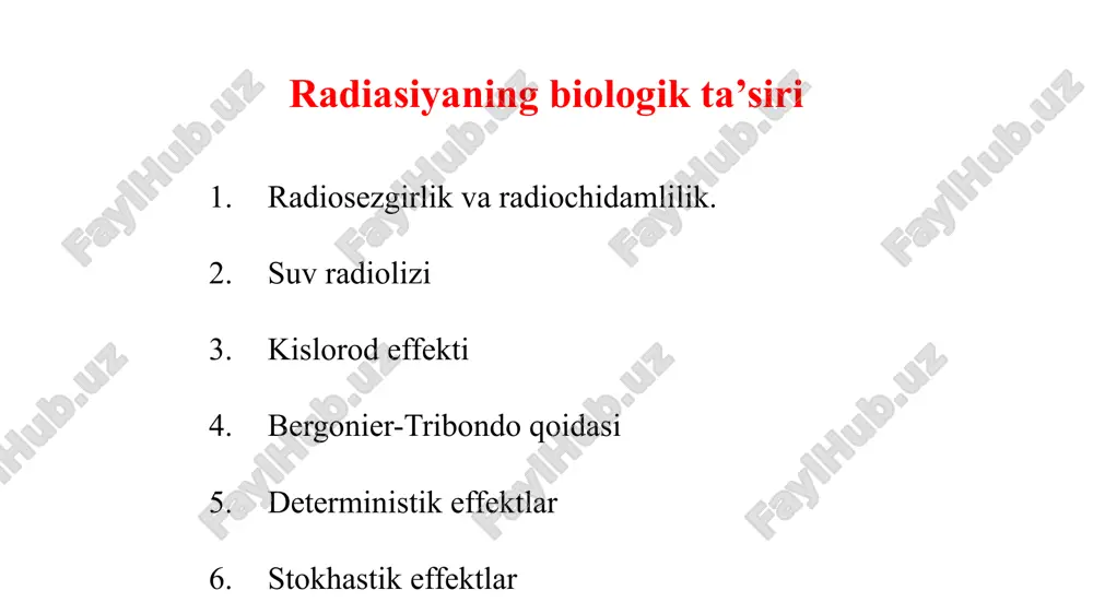 radiatsiyaning biologik ta’siri — PPTX