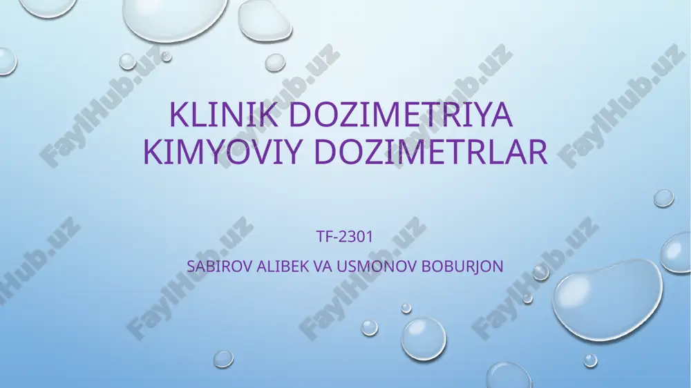 kimyoviy dozimetrlar — PPTX