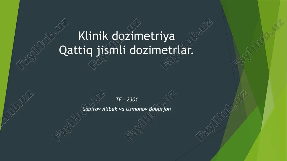 qattiq jismli dozimetrlar 2 — PPTX
