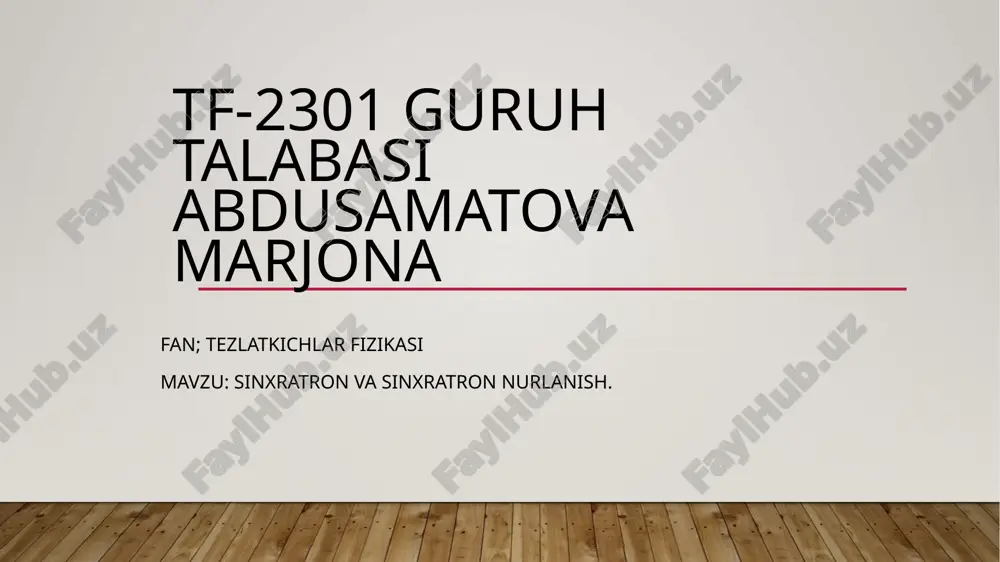 sinxrotron va sinxrotron nurlanish 2 — PPTX