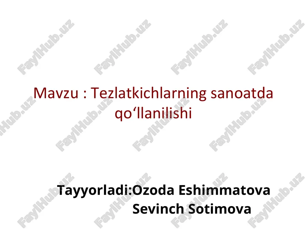 tezlatkichlarning sanoatda qo‘llanilishi — PDF