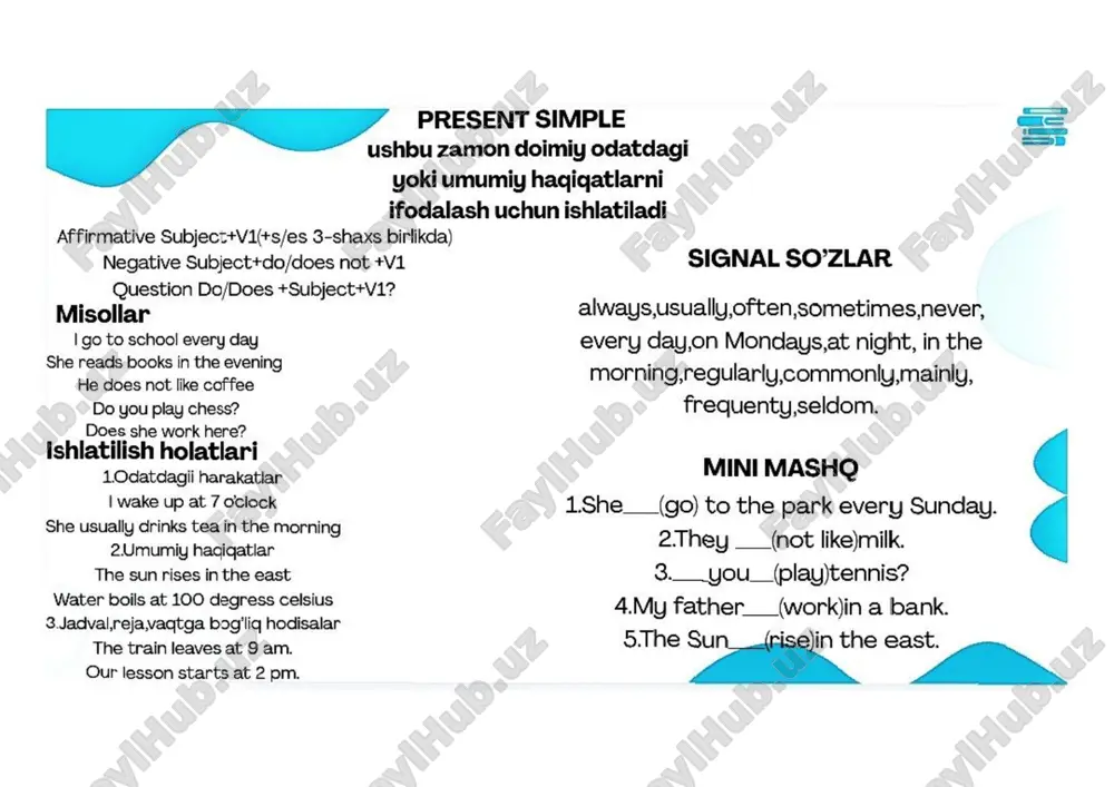 ingliz tili grammatikasi present simple — PDF