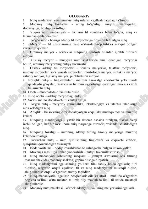 nutq madaniyati va adabiy tili glossariy — DOCX