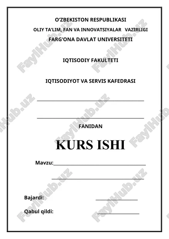 kurs ishi uchun betlik shablon — DOC