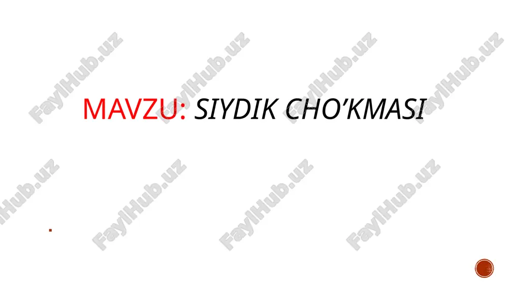 siydik cho’kmasi tahlili — PPTX