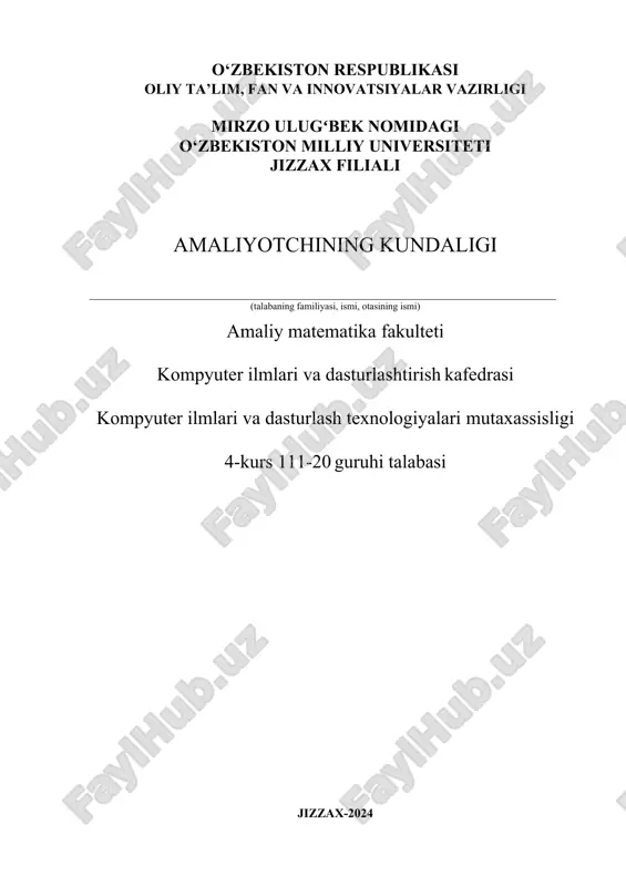 talabaning kundaligi shakli — DOC
