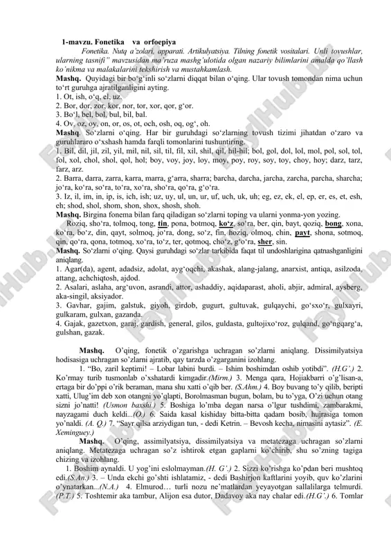 fonetika va orfoepiya — DOC