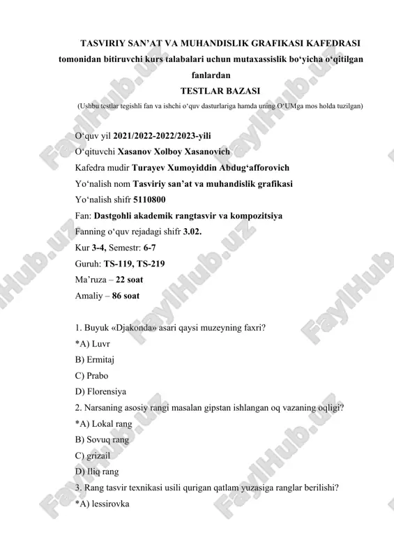 testlar bazasi — DOC