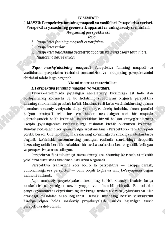 perspektiva fanining osnovalari. — DOC