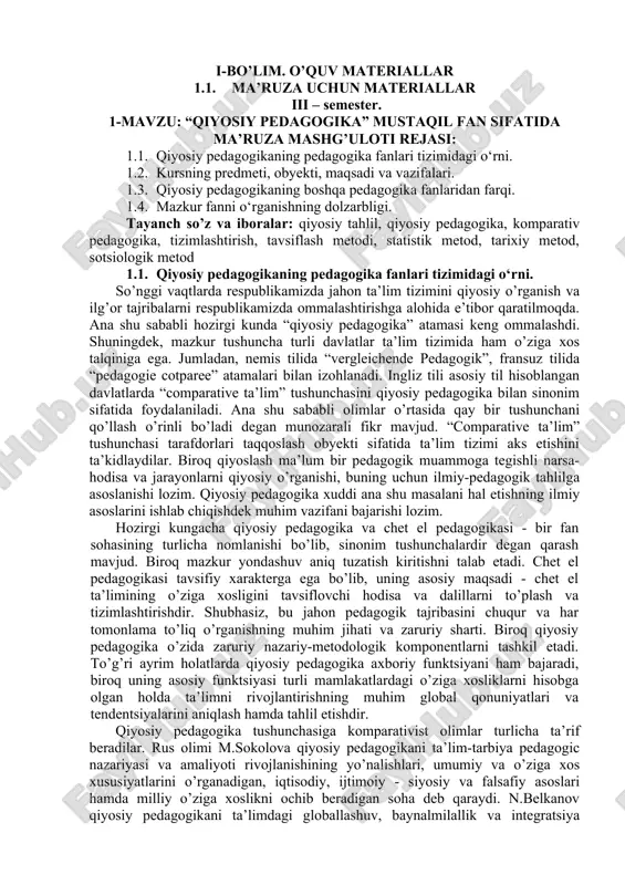 qiyosiy pedagogika — DOC