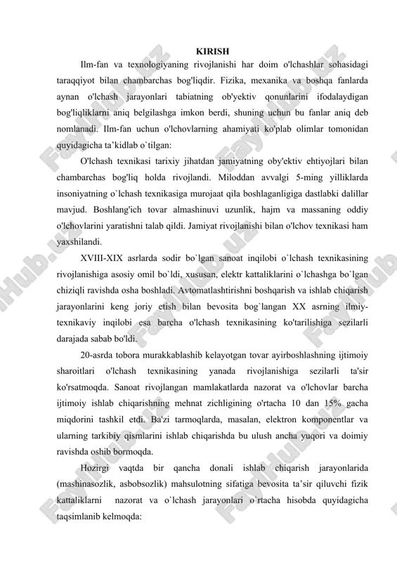 o'lchash texnikasi tarixasi — DOC