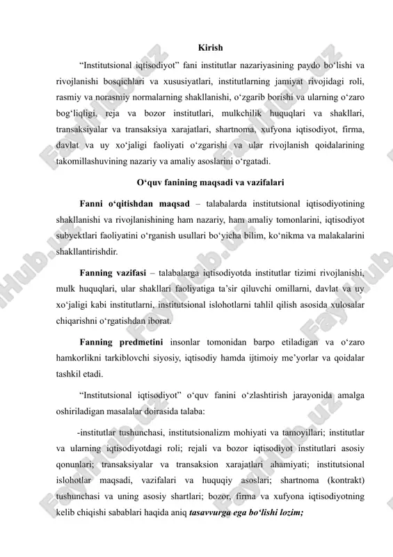 institutsional iqtisodiyot — DOC