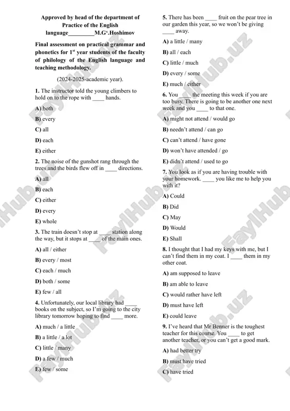 practical grammar and phonetics assessment — DOC