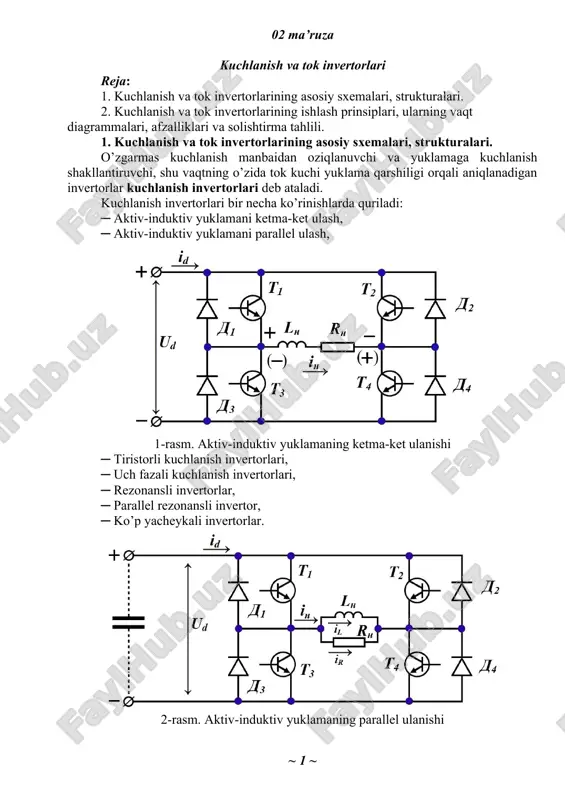 kuchlanish va tok invertorlari — DOC