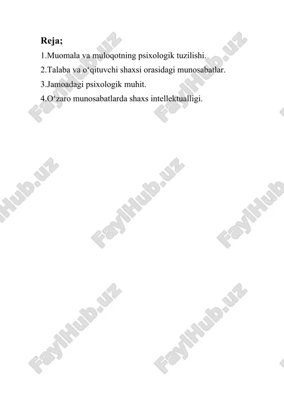 shaxslararo munosabatlar psixologiyasi — DOC