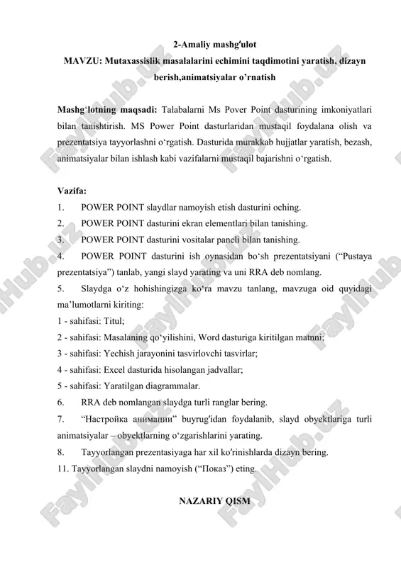 power point slaydlar namoyish etish dasturi — DOC