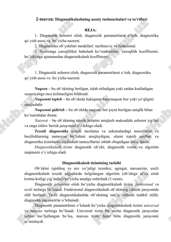 diagnostikalashning asosiy tushunchalari va ta’riflari — DOC