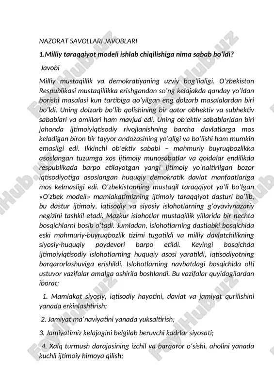 milliy taraqqiyot modeli — DOC