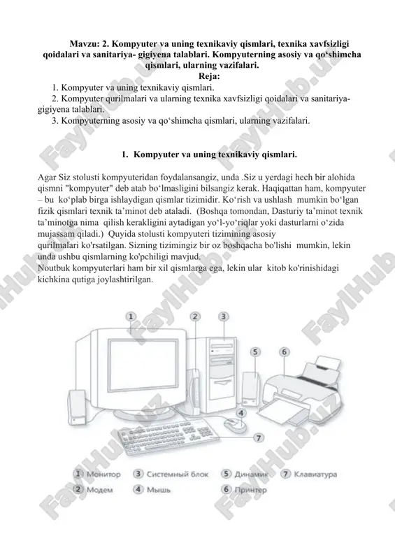 kompyuter va uning texnikaviy qismlari — DOC