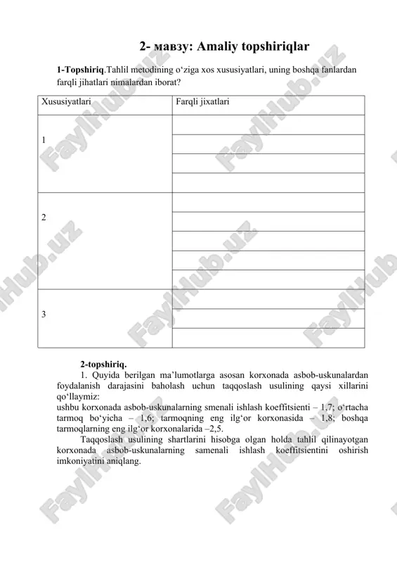 taqqoslash usuli tahlil metodlari — DOC