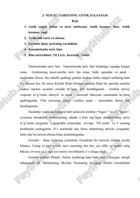 yunonistonda tarix fani — DOC
