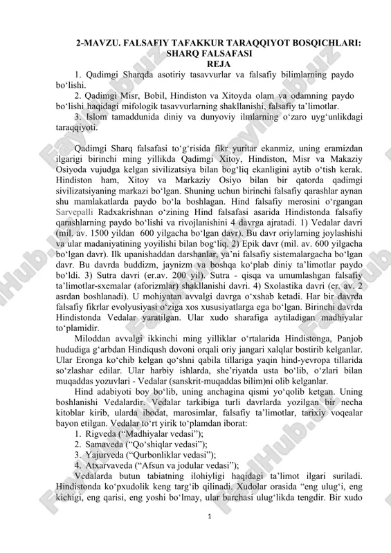 qadimgi sharq falsafasi — DOC
