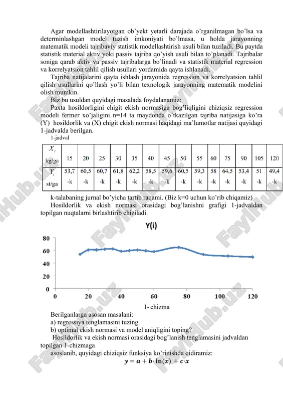 statistik modellashtirish usullari — DOC