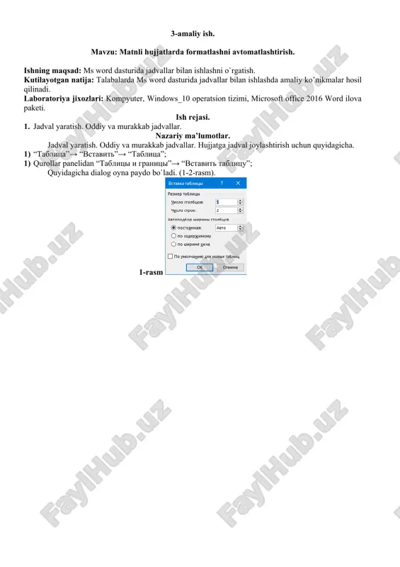 matnli hujjatlarda formatlashni avtomatlashtirish — DOC