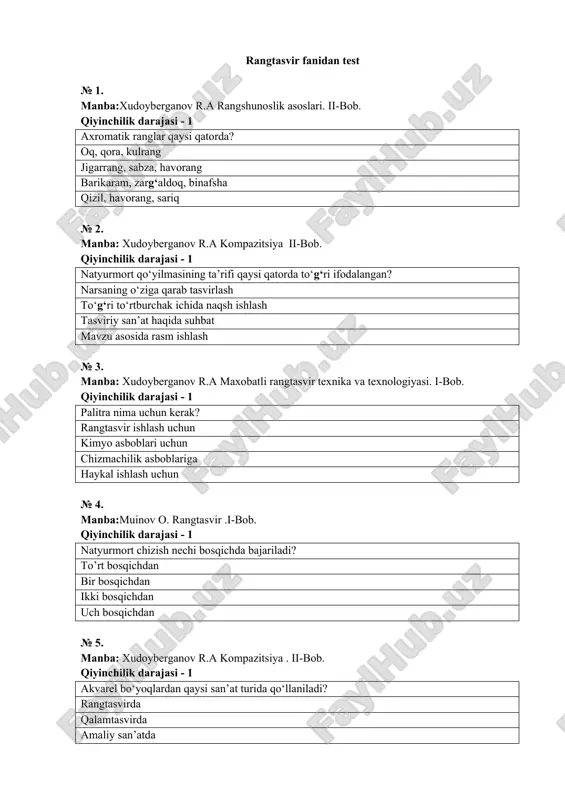 rangtasvir fanidan test — DOC