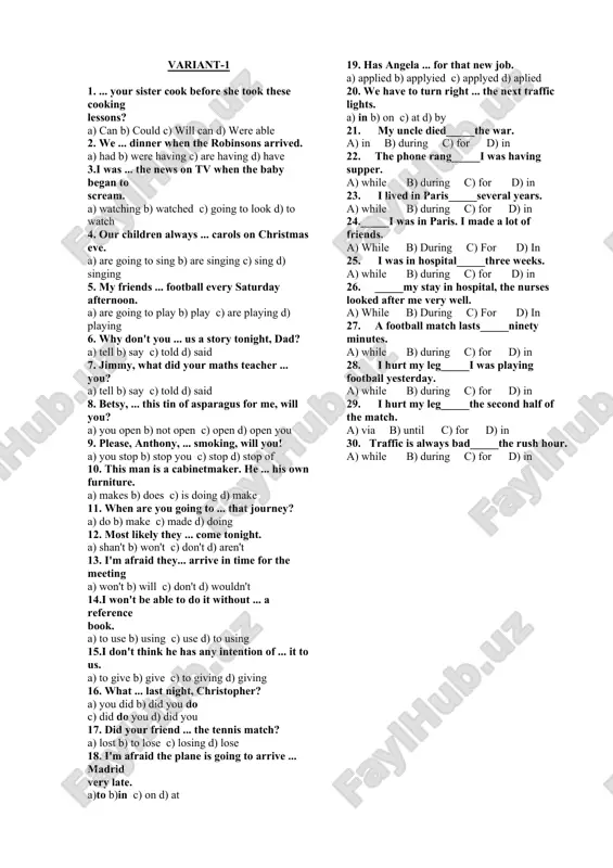 english grammar quiz — DOC
