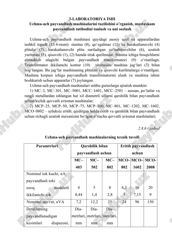 uchma-uch payvandlash mashinalari — DOC