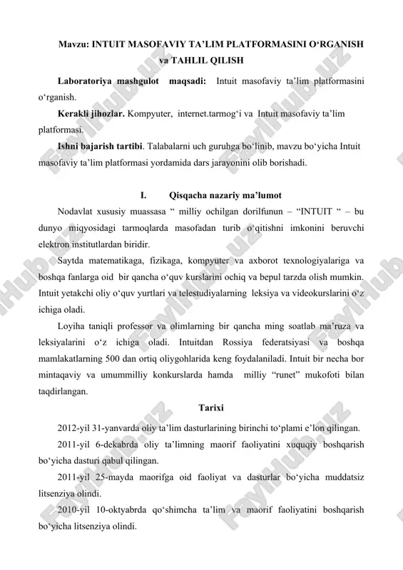 intuit masofaviy ta’lim platformasi — DOC