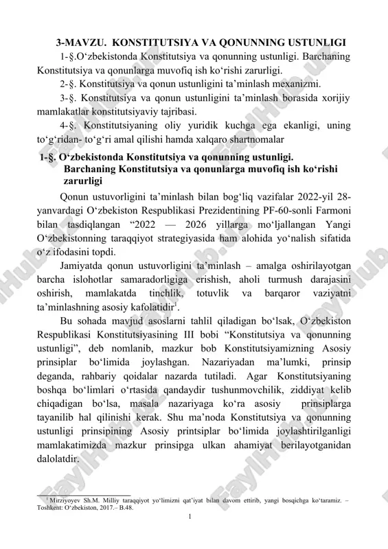 konstitutsiya va qonunning ustunligi — DOC