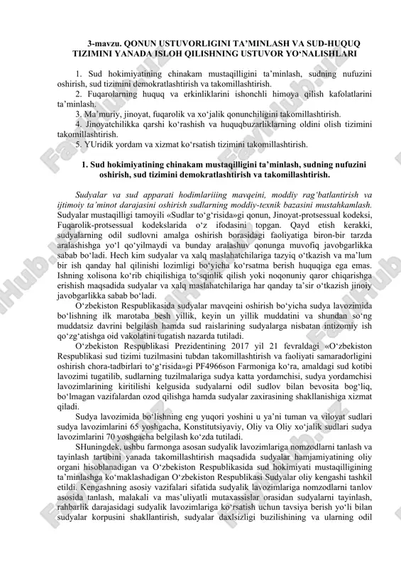 sud-huquq tizimini yanada islohdan o'tkazish — DOC